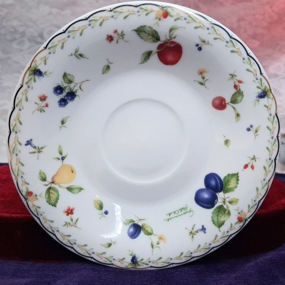 Vintage Greenwich Polo Club Teacup And Saucer Set 1999 Fruits Pattern Rare Japan